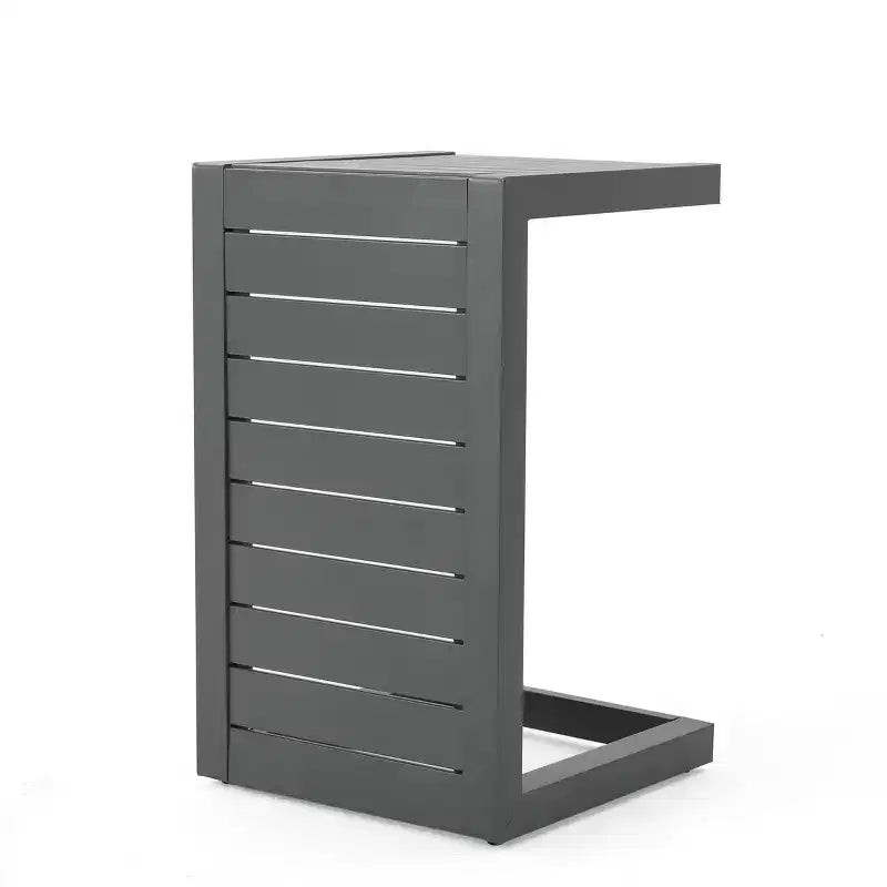 Table d'appoint Table d'appoint moderne et tendance en aluminium avec rangement, gris
