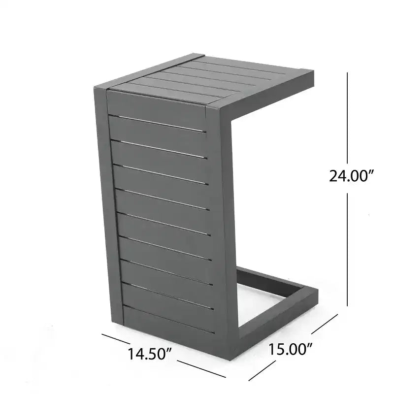 Table d'appoint Table d'appoint moderne et tendance en aluminium avec rangement, gris