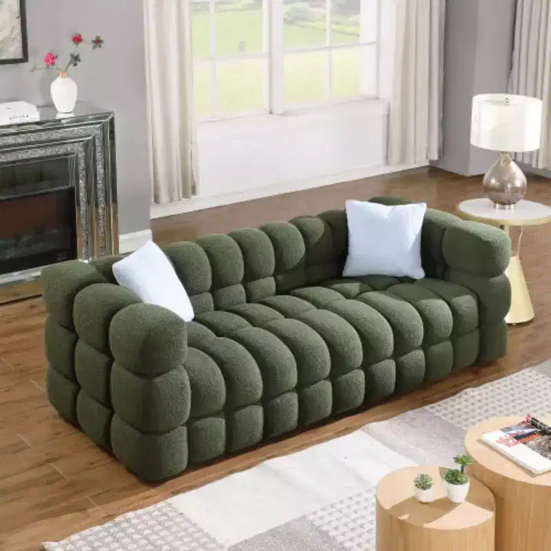 Luxurious White Boucle Sofa: 3-Seater, Ergonomic, 84.3 Length