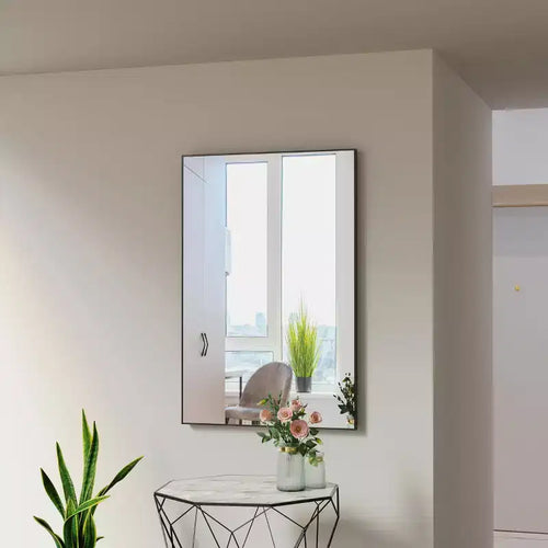 Miroir de salle de bain moderne noir 36x24 : Cadre en aluminium, Vertical/Horizontal, Décoratif
