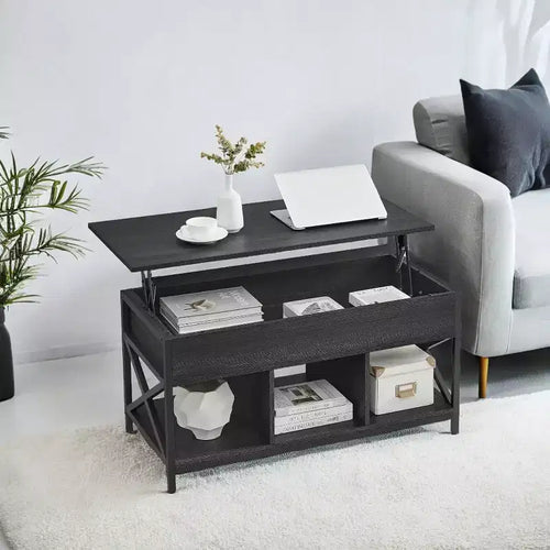 19.7 x 39.4 x (19.3-24.4) In Lift Top Coffee Table with Hidden Compartments and Storage Shelf, Lifting Top Accent Table for Living Room, Office