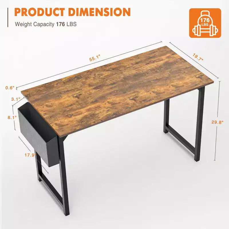 Bureau de jeu de 55 pouces avec rangement, table d'ordinateur de style moderne simple pour la maison, le bureau, les jeunes, les étudiants et les adultes