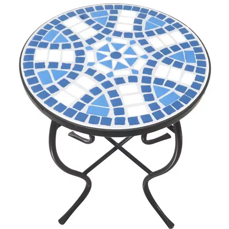 Jiallo Mosaic Art Collection Blue Daisy Accent Table