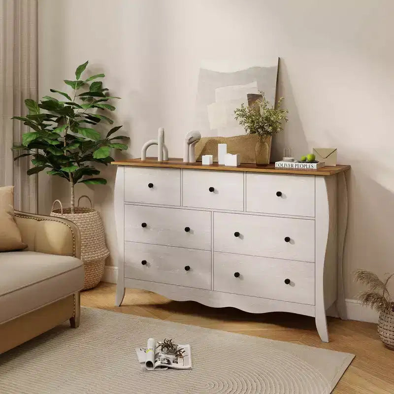1/2 commodes de ferme de 120 cm avec 7 tiroirs en tissu pliable, kit anti-basculement gris
