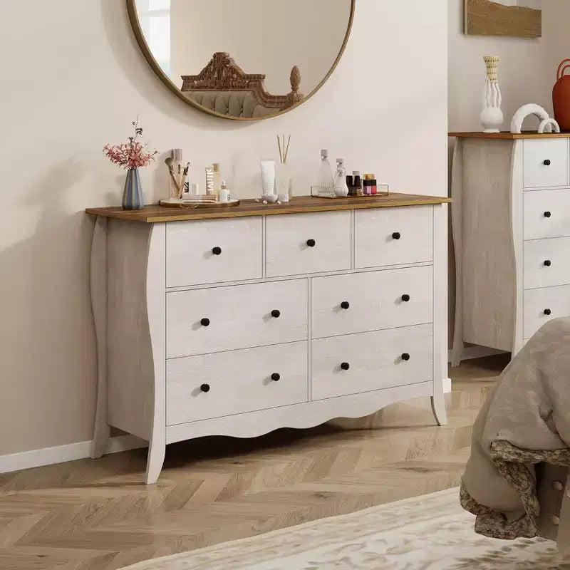 1/2 commodes de ferme de 120 cm avec 7 tiroirs en tissu pliable, kit anti-basculement gris