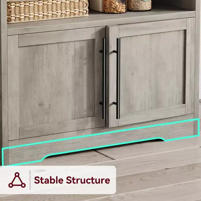 Meuble de rangement pour micro-ondes, étagère de boulanger, armoire de rangement en bois de style ferme avec prise de courant et comptoir épaissi