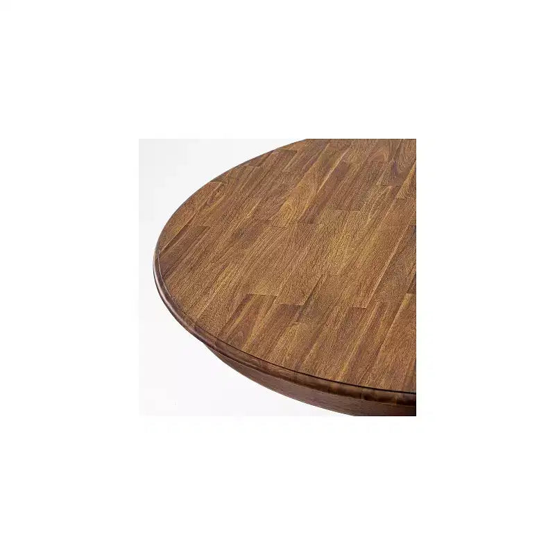 Table à manger ronde avec pied central, en hévéa rustique