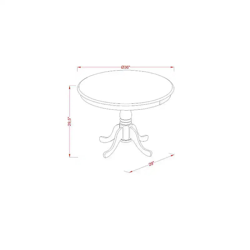 Table à manger ronde de 36 pouces en bois d'hévéa