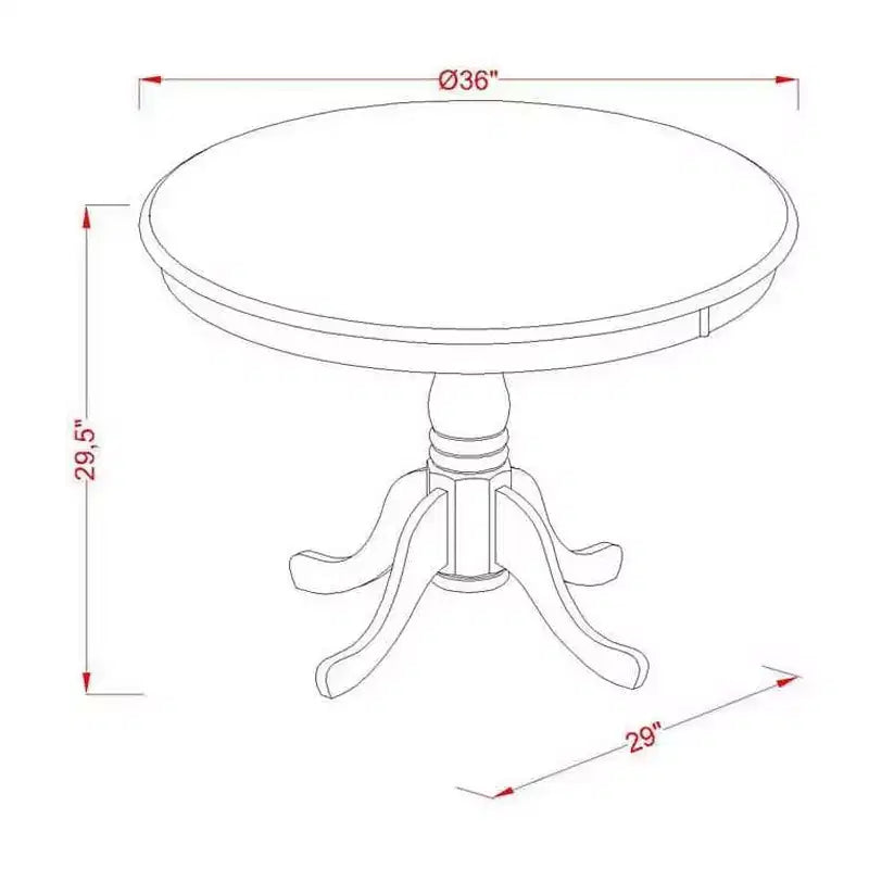 Table à manger ronde de 36 pouces en bois d'hévéa