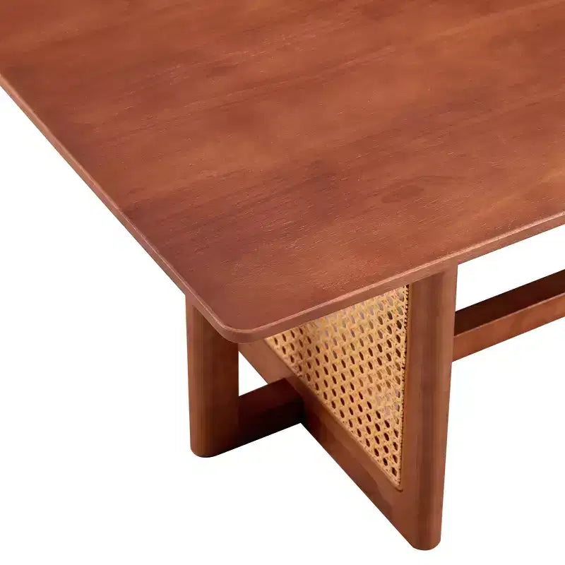 Table basse en rotin 47W, table basse de salon rectangulaire, table basse de canapé, naturel/marron