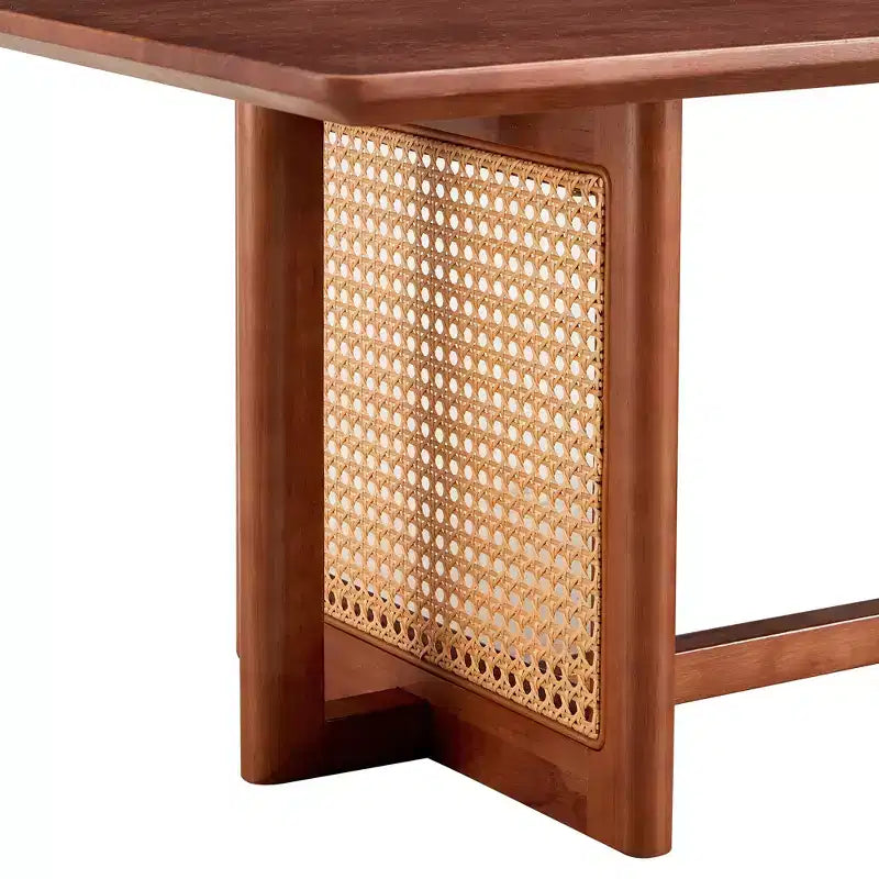 Table basse en rotin 47W, table basse de salon rectangulaire, table basse de canapé, naturel/marron