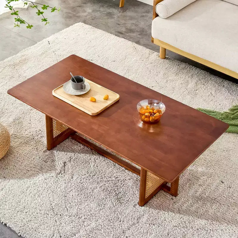Table basse en rotin 47W, table basse de salon rectangulaire, table basse de canapé, naturel/marron