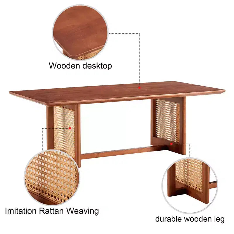 Table basse en rotin 47W, table basse de salon rectangulaire, table basse de canapé, naturel/marron