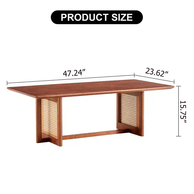 Table basse en rotin 47W, table basse de salon rectangulaire, table basse de canapé, naturel/marron
