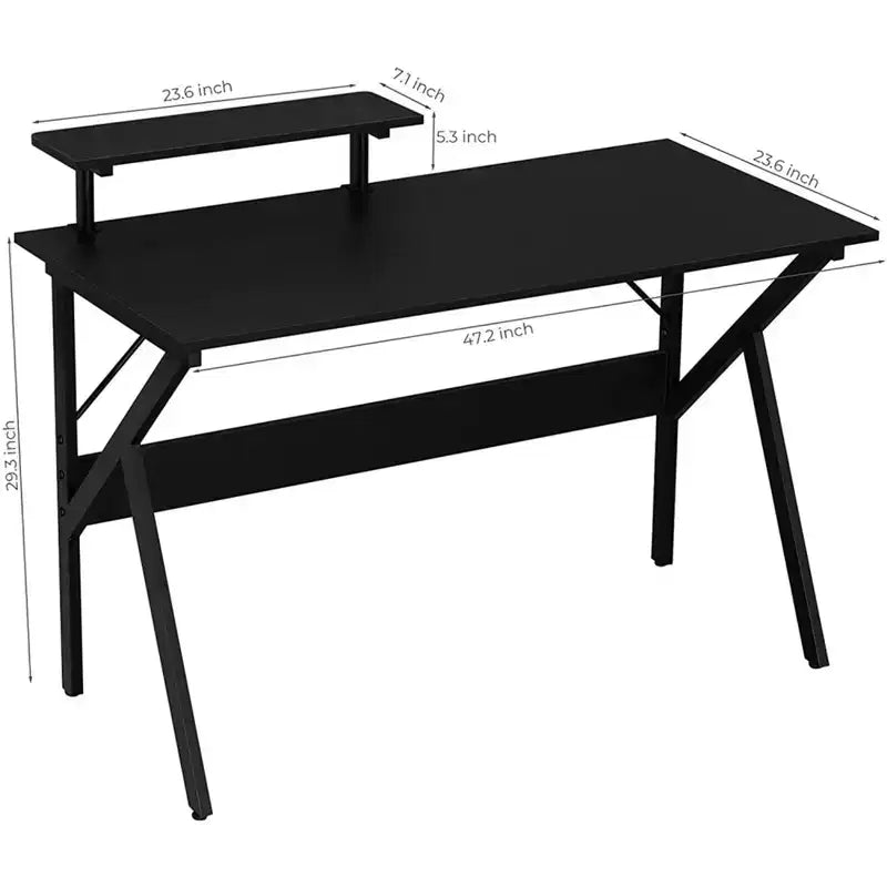 Bureau d'ordinateur avec étagère pour moniteur, bureau d'ordinateur/de gaming, noir, 120 cm