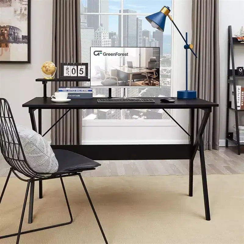 Bureau d'ordinateur avec étagère pour moniteur, bureau d'ordinateur/de gaming, noir, 120 cm