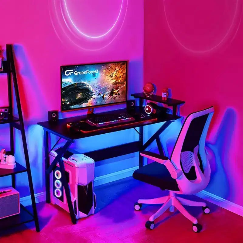 Bureau d'ordinateur avec étagère pour moniteur, bureau d'ordinateur/de gaming, noir, 120 cm
