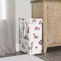 Panier à linge pliable unisexe/neutre avec poignées, motif animaux de la forêt aquarelle vert, marron et rouge