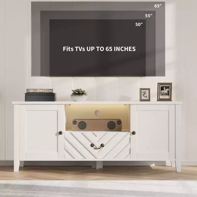 Meuble TV avec lumières LED, meuble TV avec 2 rangements