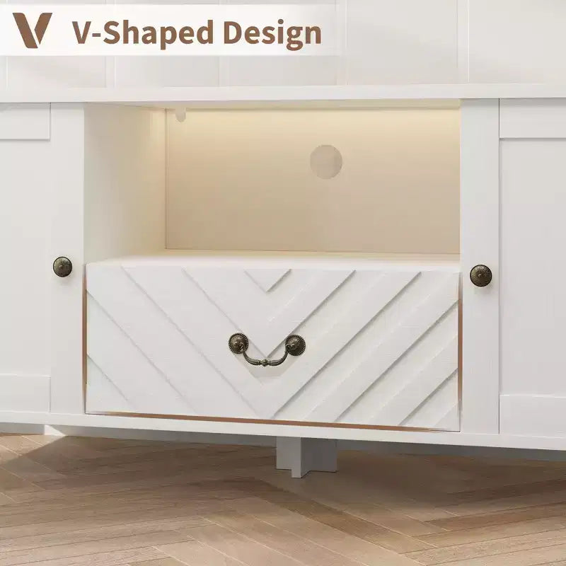 Meuble TV avec lumières LED, meuble TV avec 2 rangements