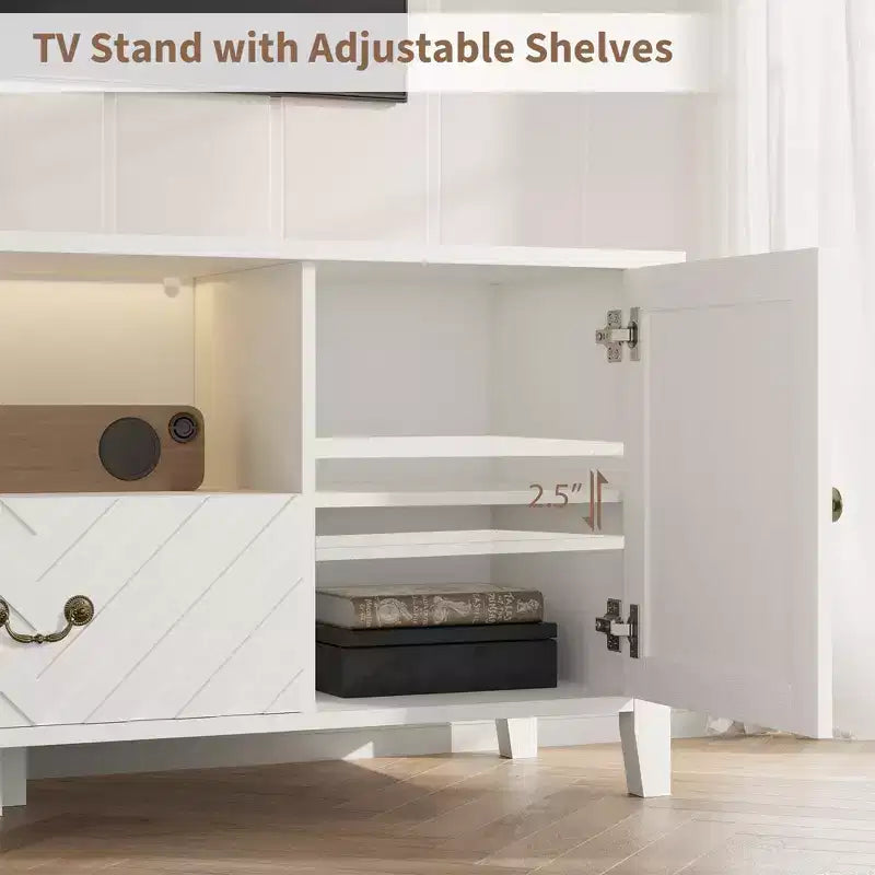 Meuble TV avec lumières LED, meuble TV avec 2 rangements