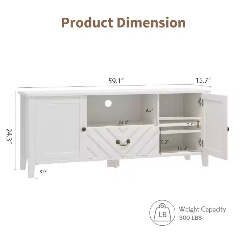 Meuble TV avec lumières LED, meuble TV avec 2 rangements