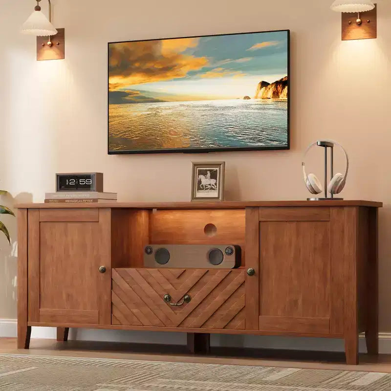 Meuble TV avec lumières LED, meuble TV avec 2 rangements