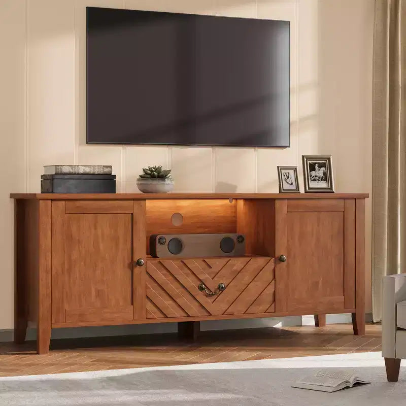 Meuble TV avec lumières LED, meuble TV avec 2 rangements