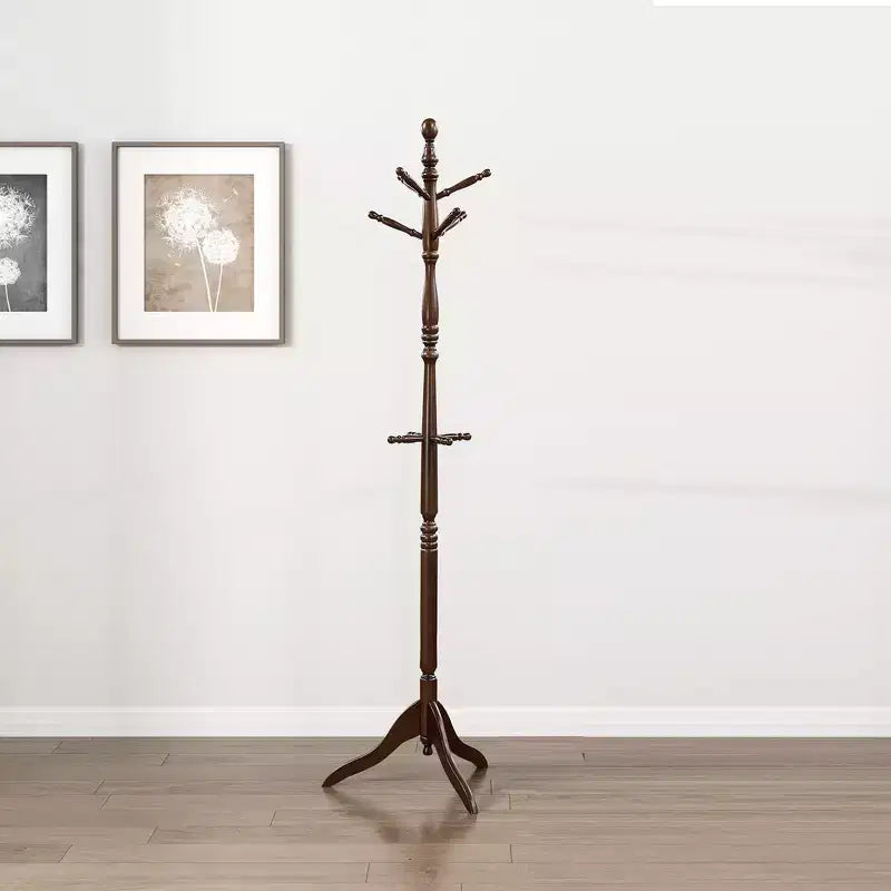 72 Solid Wood Coat Rack 10 Hooks 3-Tier Entryway Organizer