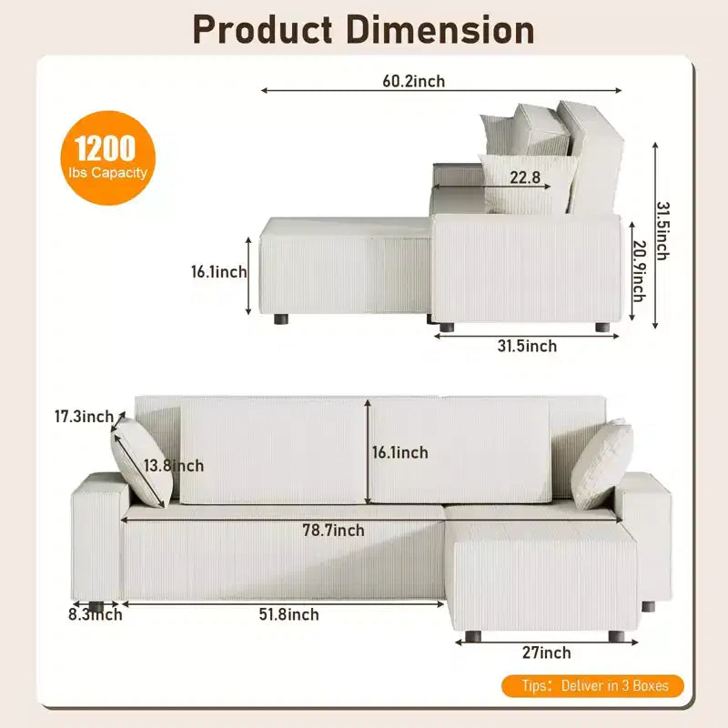 Canapé d'angle modulaire 96, Moderne