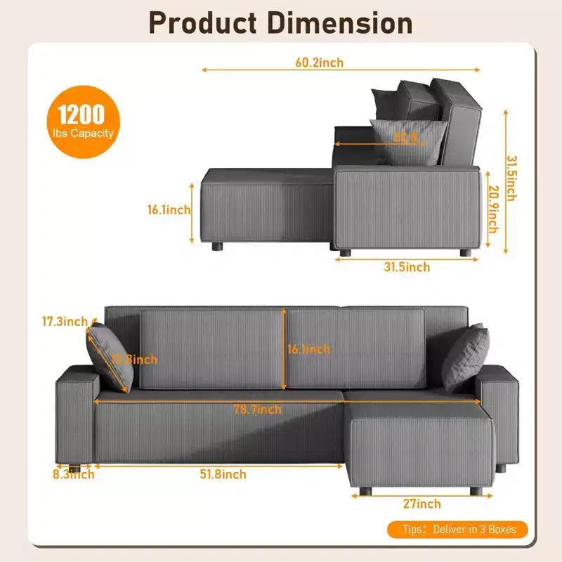 Canapé d'angle modulaire 96, Moderne