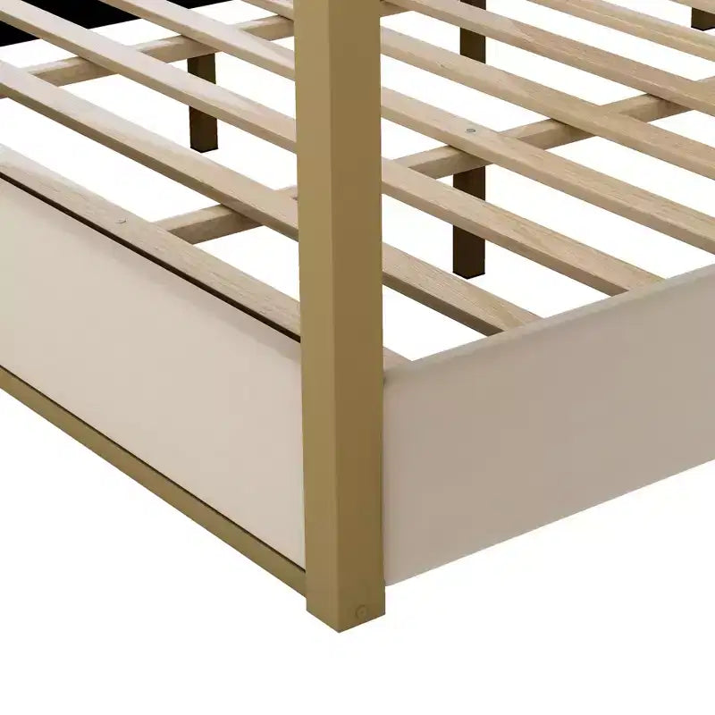 Lit plateforme à baldaquin moderne King Size Luxystar avec tête de lit capitonnée