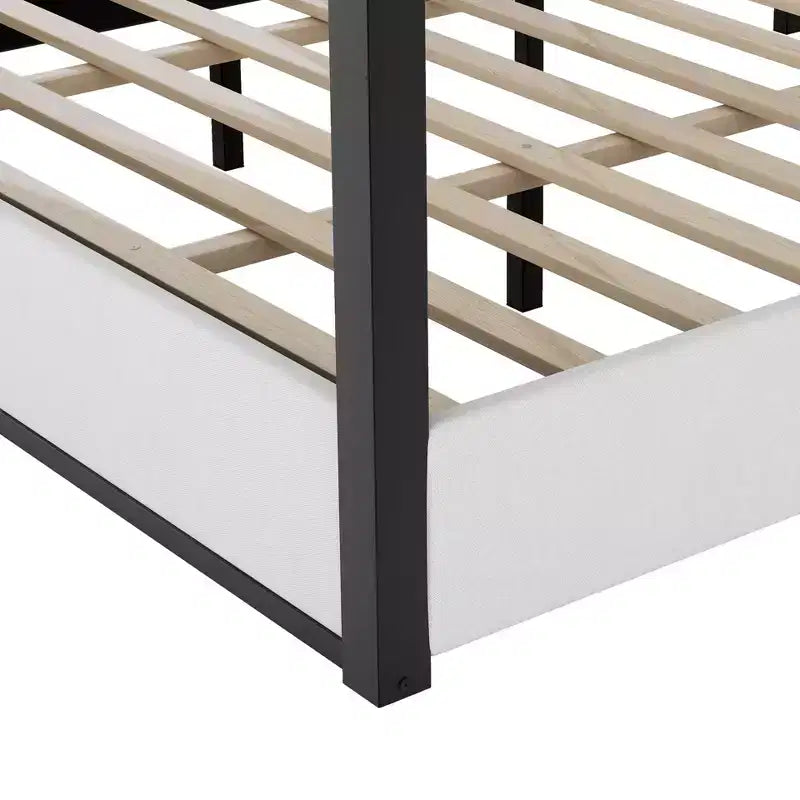 Lit plateforme à baldaquin moderne King Size Luxystar avec tête de lit capitonnée