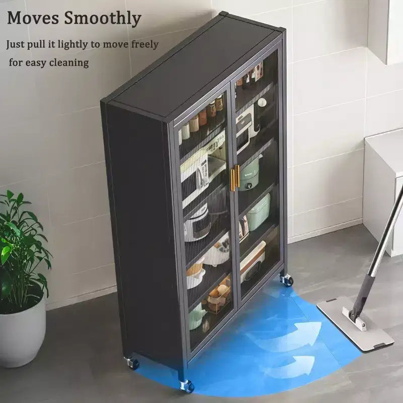 Meuble de rangement pour garde-manger de cuisine 65", meuble de rangement métallique à 6 niveaux avec porte transparente, pour cuisine, salon et salle à manger, gris