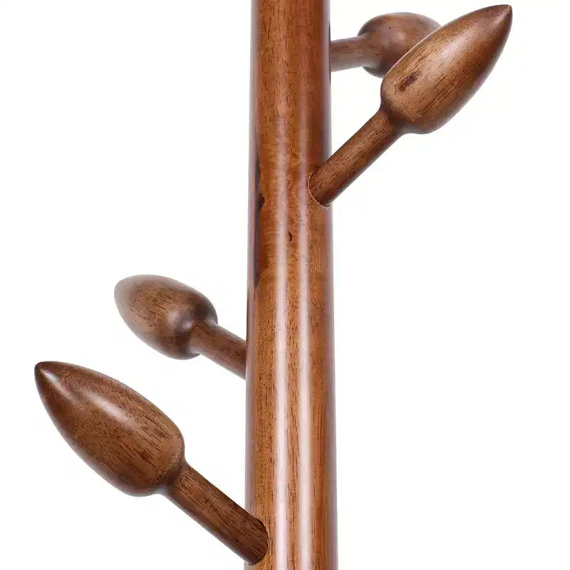 Porte-manteau sur pied en bois avec 8 crochets en forme de bourgeon, base ronde stable, arbre à manteaux en bois robuste pour couloir, marron