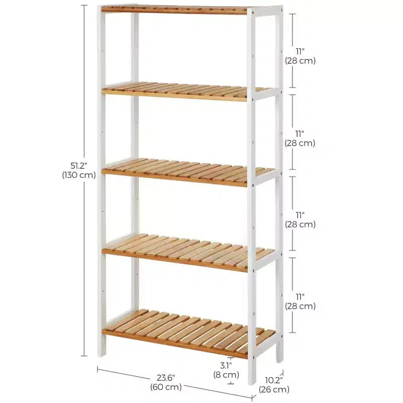 Étagère de rangement en bambou, meuble de rangement à 5 niveaux, multifonctionnel, pour entrée, salle de bain, 26 x 60 x 130 cm