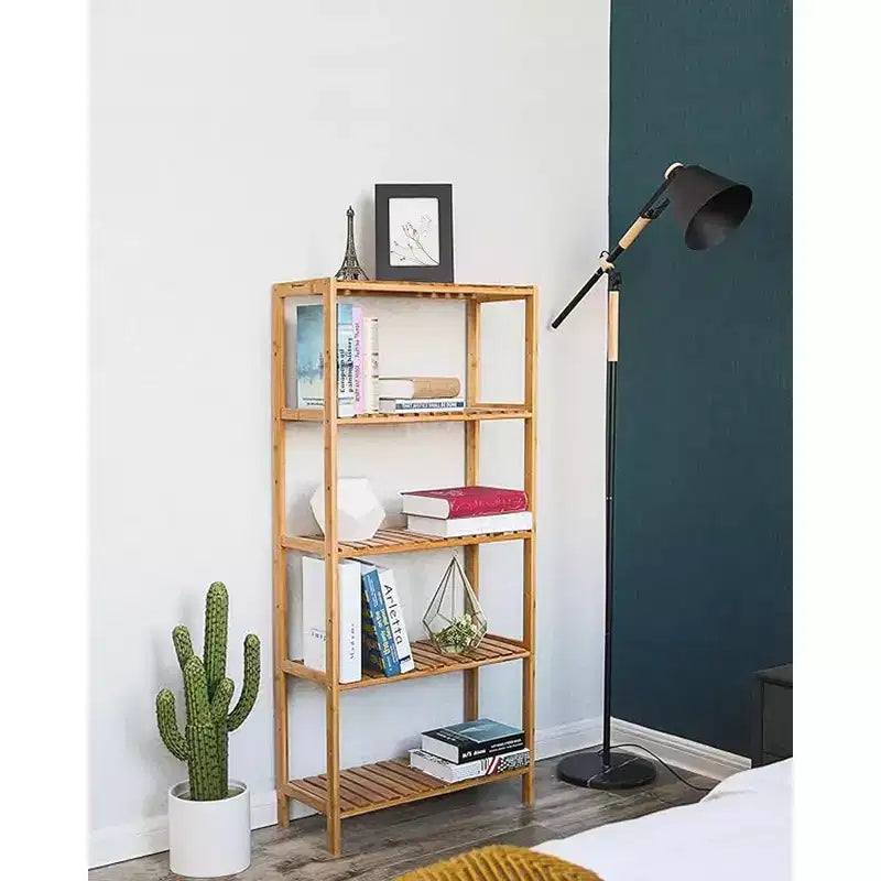 Étagère de rangement en bambou, meuble de rangement à 5 niveaux, multifonctionnel, pour entrée, salle de bain, 26 x 60 x 130 cm
