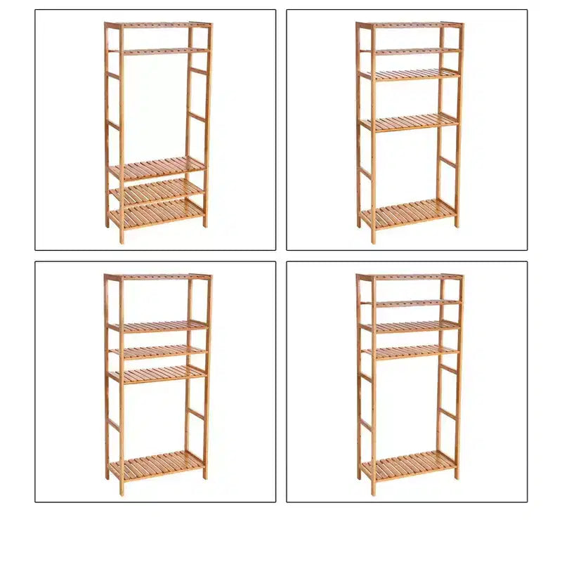 Étagère de rangement en bambou, meuble de rangement à 5 niveaux, multifonctionnel, pour entrée, salle de bain, 26 x 60 x 130 cm