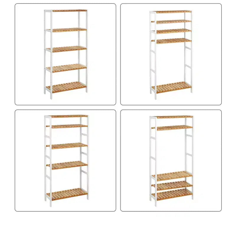 Étagère de rangement en bambou, meuble de rangement à 5 niveaux, multifonctionnel, pour entrée, salle de bain, 26 x 60 x 130 cm