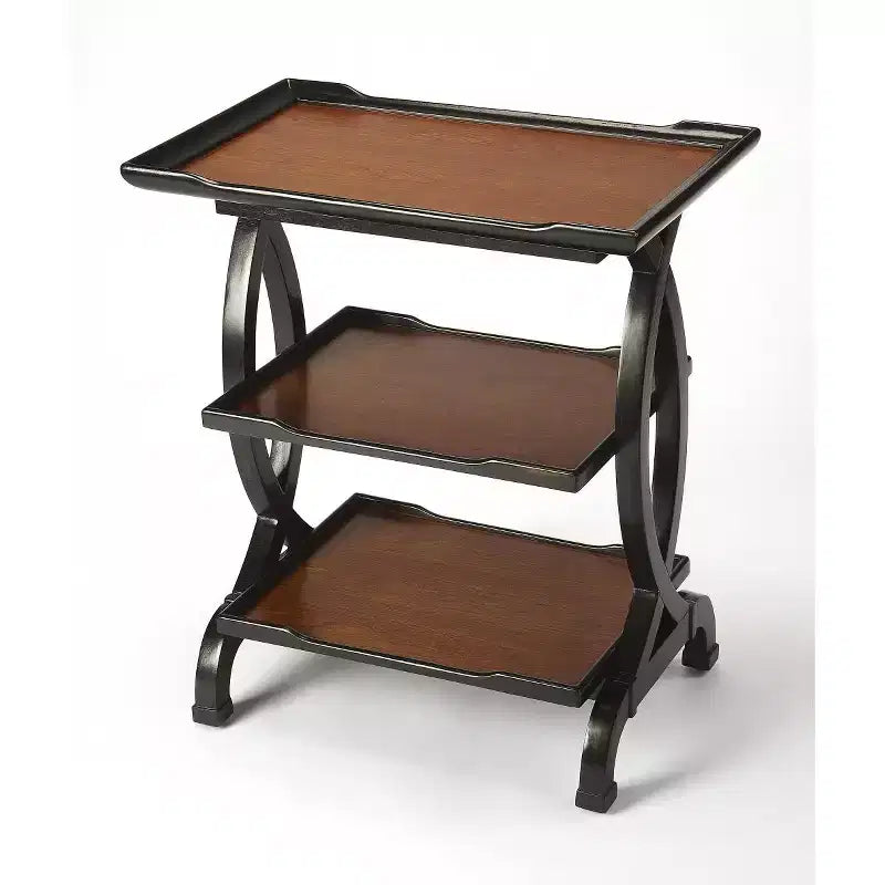 HomeRoots 29 Cherry Manufactured Wood Rectangular End Table With Two Shelves