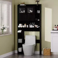 Adjustable Over Toilet Bathroom Storage Cabinet, Glass Door & Sliding Barn Doors, Above Toilet Storage with Anti-Tip Kit for Laundry Room, Bathroom