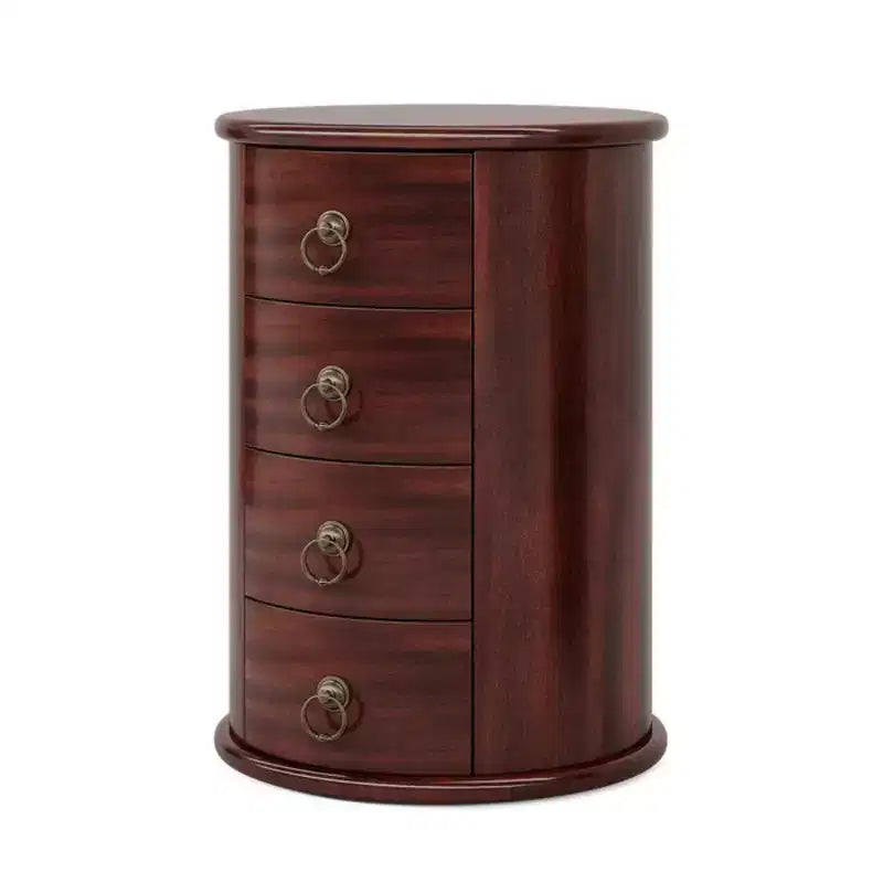 Table de chevet Mid-Century Moderne en bois massif avec 4 tiroirs