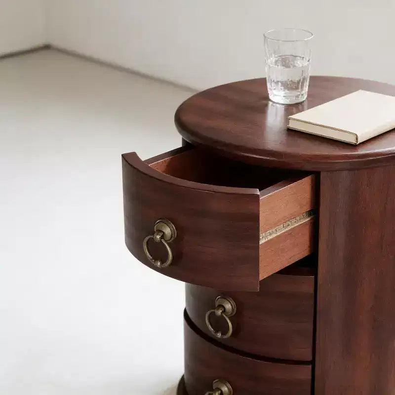 Table de chevet Mid-Century Moderne en bois massif avec 4 tiroirs