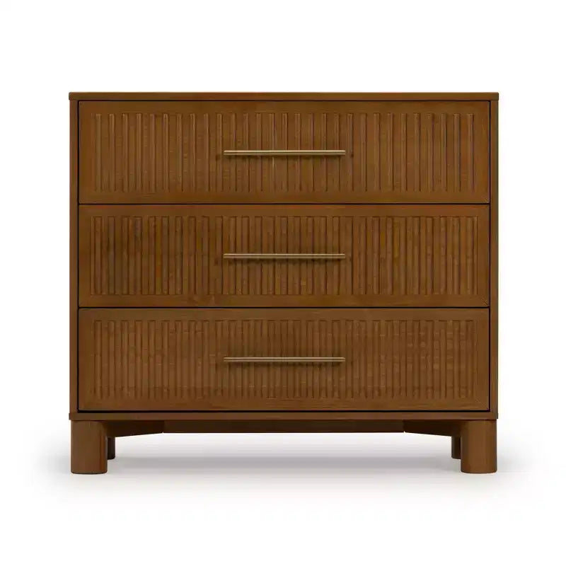 Commode 3 tiroirs cannelés avec poignée en laiton