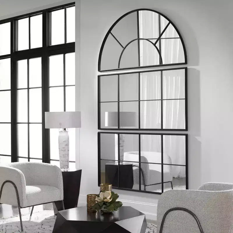Miroir mural en fer forgé noir 30 x 60