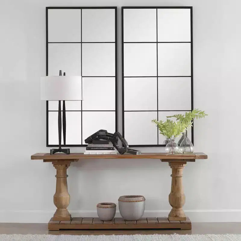 Miroir mural en fer forgé noir 30 x 60