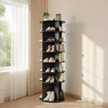 Tour de rangement rotative pour chaussures 7Tiers, présentoir à chaussures pivotant à 360°, présentoir carrousel rond de rangement rotatif, organisateur Lazy Susan autoportant, Noir