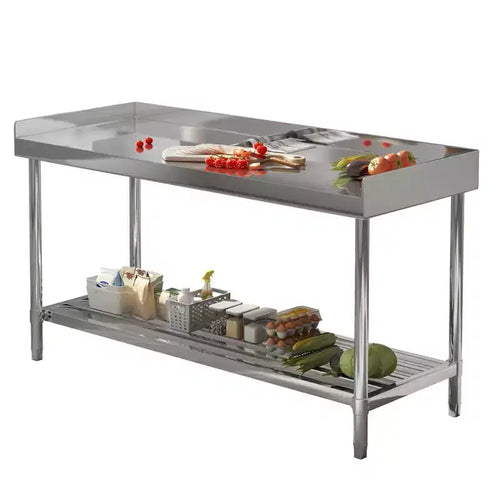 COZONY 24x48 Stainless Steel Work Table with Backsplash, Heavy Duty Commercial Food Prep Table with Adjustable Undershelf