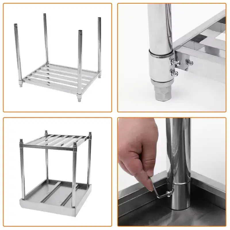 Table de travail en acier inoxydable 24x48 avec dosseret, table de préparation alimentaire commerciale robuste avec étagère inférieure réglable