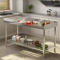 Table de travail en acier inoxydable 24x48 avec dosseret, table de préparation alimentaire commerciale robuste avec étagère inférieure réglable
